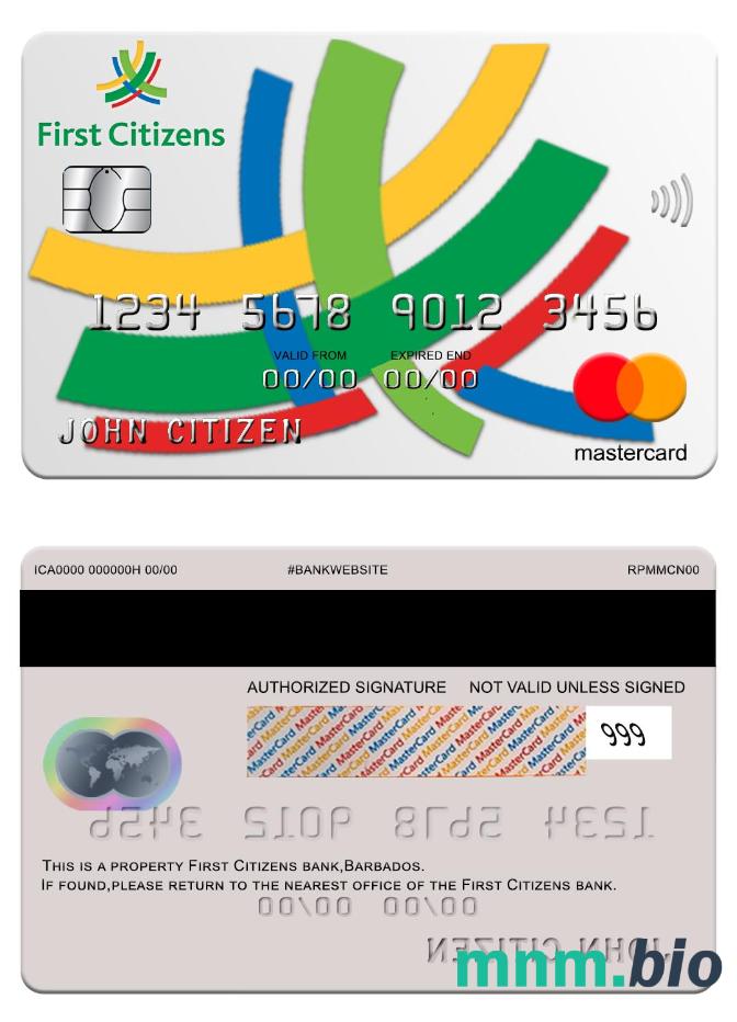 Barbaros first Citizens bank Mastercard przykład w formacie PSD